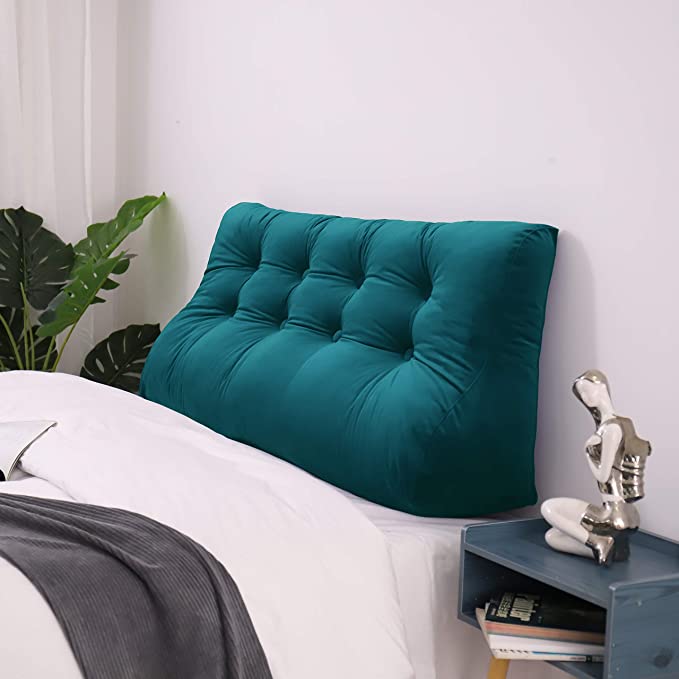Photo d'un coussins de lecture traversins turquoise| coussin de lecture pour lire au lit